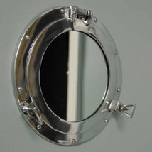 17&#39;&#39;Aluminum Porthole Mirror With Shiny Finish Nautical Ship Wall Home D... - £64.32 GBP