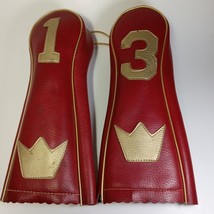 Vintage Unbranded Golf Club Headcovers Three Point Crown Vinyl with fur lining - £39.22 GBP