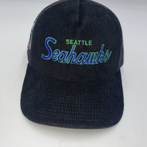 VTG 80’s 90’s Seattle Seahawks corduroy snapback cap NFL Football hat - £55.28 GBP