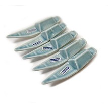 Set Of 5 Porcelain Boat Blue Chopsticks Knife Utensil Holders Rests Vintage - £9.64 GBP