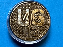 CIRCA 1926-1937, U.S. WISCONSIN, 113th REGIMENT, COLLAR DISK TYPE II, EN... - $21.02 CAD