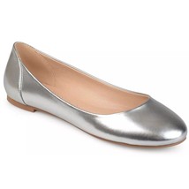 Journee Collection Women Slip On Ballet Flats Kavn Size US 8M Silver PU Leather - £19.73 GBP