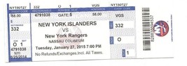 2015 Ny Islanders Vs Ny Rangers Full Ticket And Stub 1/27/15 Nassau Coliseum Lot - £1.17 GBP