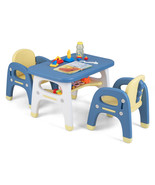 Kids Table and 2 Chairs Set Activity Art Desk w/ Storage Shelf &amp; Buildin... - £135.48 GBP