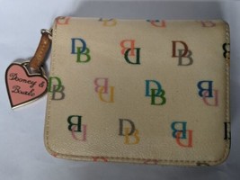 Vintage Dooney &amp; Bourke Rainbow Monogram DB Zip Closure Heart Charm Wallet U - £17.72 GBP