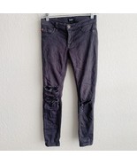 Hudson Krista Ankle Super Skinny Jean Black Raw Hem Ripped Torn Distress... - $23.23