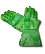 Leather Gauntlet Gloves Green Large - $29.70