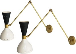 STILNOVOLIGHT Pair of Adjustable Italian Wall Lights/Sconces Brass Black White - £111.73 GBP