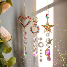Gardening Colored Crystal Heart Star Sun Sun Catcher, Home Decoration - $19.99