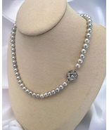 Premium 6.5–7mm Silvery Grey Japanese Madama Akoya Pearl Necklace, Flora... - $929.56 CAD