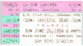 Grateful Dead Traffic Concert Ticket Stub June 26 1994 Las Vegas Nevada - $24.25