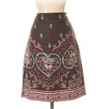 Ann Taylor Loft Brown Print Skirt A line 100% cotton size 2 - £14.94 GBP