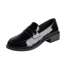 New Fashion Women&#39; Shoes Round Toe Med Heels Oxfords Female Slip on Patent Leath - £26.49 GBP