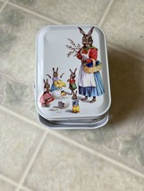 Metal Easter Gift Box Bunny Rabbit Handled Basket VTG Eastertide Trinket Tin - £20.36 GBP