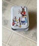 Metal Easter Gift Box Bunny Rabbit Handled Basket VTG Eastertide Trinket... - £20.27 GBP