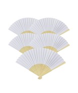 5pcs White Paper Fans Lot of 5 Five Folding Hand Fan Pocket Purse Weddin... - €7,77 EUR