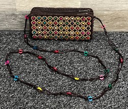 Colorful Wood Beaded Purse Handbag Crossbody Strap! - £29.35 GBP