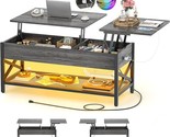 Lift Top Coffee Center Table With Led Light And Power Outlet, Modern Tab... - $259.99