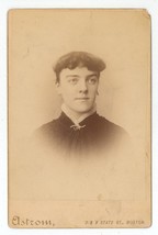 Antique Circa 1880s Cabinet Card Astrom Beautiful Young Woman in Dress Boston MA - £7.49 GBP