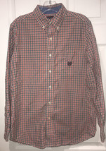 Chaps Easy Care Men&#39;s Size S Casual Dress Shirt Red Blue Plaid Long Sleeve - £8.39 GBP