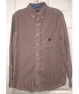Chaps Easy Care Men&#39;s Size S Casual Dress Shirt Red Blue Plaid Long Sleeve - $14.59 CAD