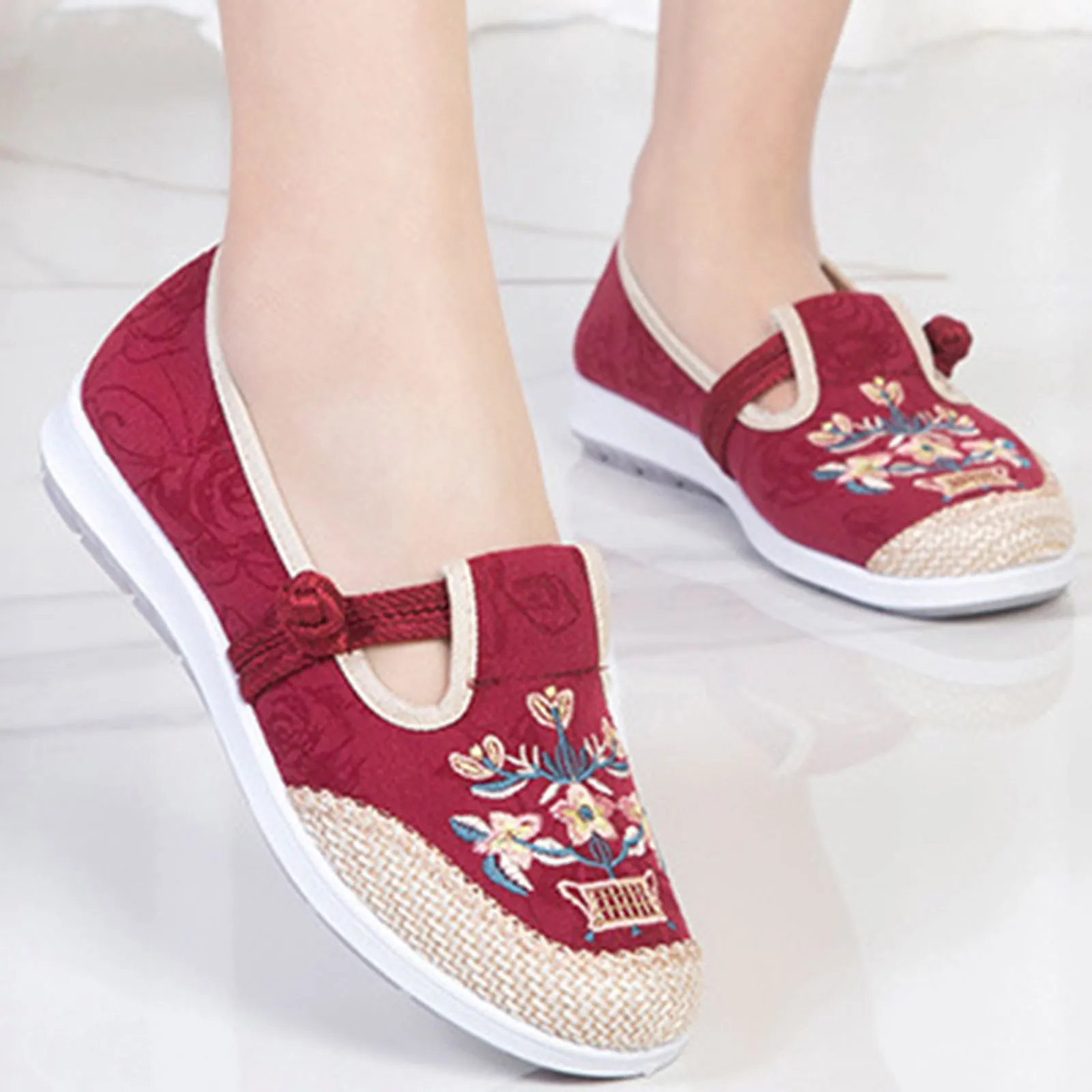 Womens Flip Flop Shoes Style Shoes Flower Embroidered Shoes Casual Ethnic Ladies - £121.55 GBP