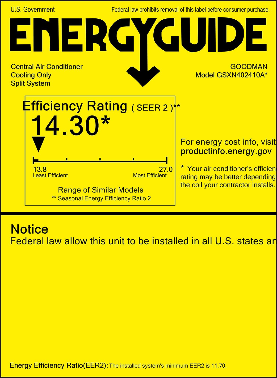 Goodman 2 Ton 14.5 SEER2 Air Conditioning System (9-Speed Motor) - Free Thermost Item image 4