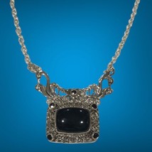 vintage sterling silver Onyx necklace 18”.  4/22 - £66.77 GBP