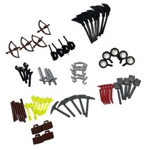 LEGO Minifigure Accessory Lot Sword Shovel Wrench Tool Bow Arrow Axe Broom Cuffs - £14.87 GBP