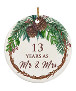 13 Years As Mr &amp; Mrs 2025 Ornament 13th Anniversary Flower Wreath Christ... - $15.79