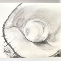 Special Pearl Original Charcoal Drawing Wall Art 11x14in Matted Frame Ready - £111.28 GBP