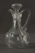 Vintage Kitchen Clear Curved Panels Elegant Glass Oil Vinegar Cruet &amp; Stopper - £16.10 GBP