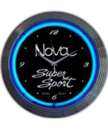 Gm Chevy &#39;Nova Super Sport&#39; Neon Clock 15&quot;x15&quot; - £67.64 GBP