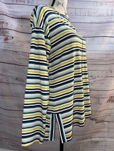 T by Talbots Stripe Tee Shirt Womens M Long Sleeve Side Slits Soft Stretch  - $12.60