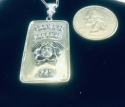 Artisan made Roman Medusa silver Ingot pendant - $89.11