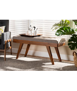 Payton Light Gray Fabric Upholstered Wood Dining Bench - $184.00