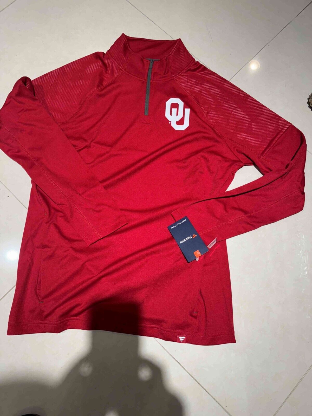 Oklahoma Sooners Mens RED OHT Embossed Long Sleeve 1/4 Zip Pullover RED