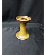 Vintage JB Cole Seagrove NC Matte Green Brown Folk Art Pottery Candlestick  - $28.04