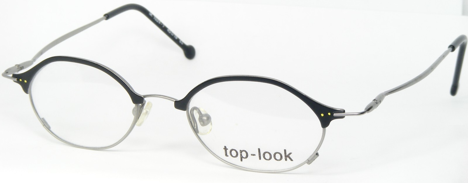 Vintage TOP LOOK 1024-1 Argent Noir/Citron Points Lunettes 45-18-136mm - $49.78
