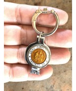 vintage saint christopher JAPAN Yellow Enamel Medal Keychain &amp; Nail Clip... - $2,942.36 MXN