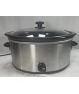 Slow Cooker Large Oval Crock Pot Stainless Steel 6 Quart with Glass Lid. TESTED - $14.20
