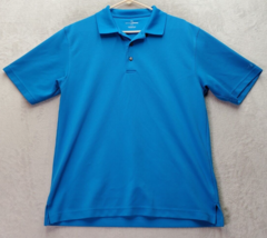 Grand Slam Polo Shirt Men Large Blue Polyester Golf Performance Slit Collar Logo - £12.58 GBP