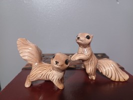 Set of 2 Vintage Mini Squirrels Brown glazed Art Pottery Figurines - $9.74