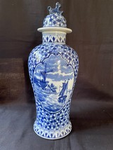 Antique DELFT lidded Jar. Typical dutch scene windmill / ship - £117.71 GBP