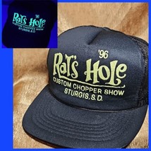 Vintage 1996 Rats Hole Custom Chopper Show Sturgis SD Mens Snap Back Hat Glows - £118.69 GBP