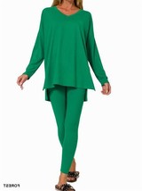 Zenana V Neck Lounge Sets Forest - $47.90 CAD