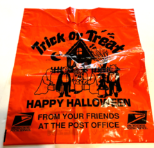 Orange black graphics vintage post office Halloween trick or treat plast... - $19.75