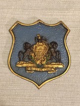 Vintage Pennsylvania State Seal Crest Shield Plaque Hand Painted Cast Iron Metal - £59.52 GBP