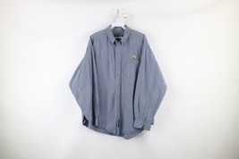 Vintage 90s Mens XL Distressed University of Michigan Collared Button Shirt Blue - £31.80 GBP