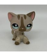 Littlest Pet Shop LPS Authentic #468 Grey Shorthair Cat Teal Blue Flower... - $24.59